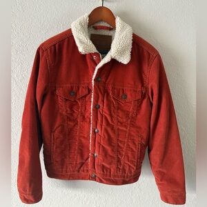 Levi Strauss Rust Corduroy Sherpa Lined Trucker Jacket Size XS Men’s/ M Women’s